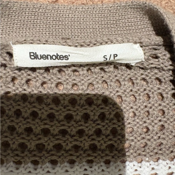 2 for $10 bluenotes brown  and White Open-Knit Cardigan size small - Picture 3 of 4
